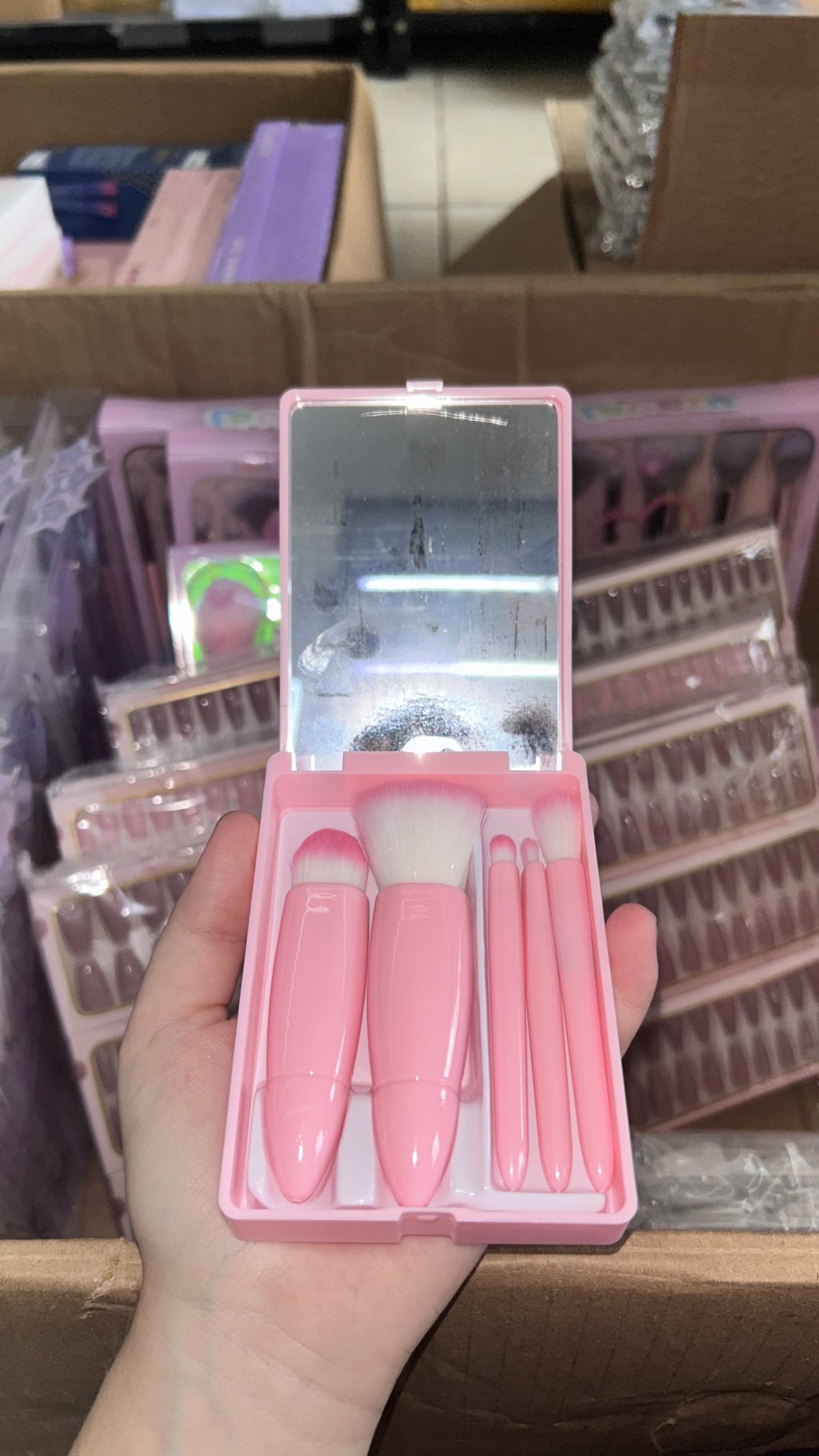 Kit de pincéis com espelho 