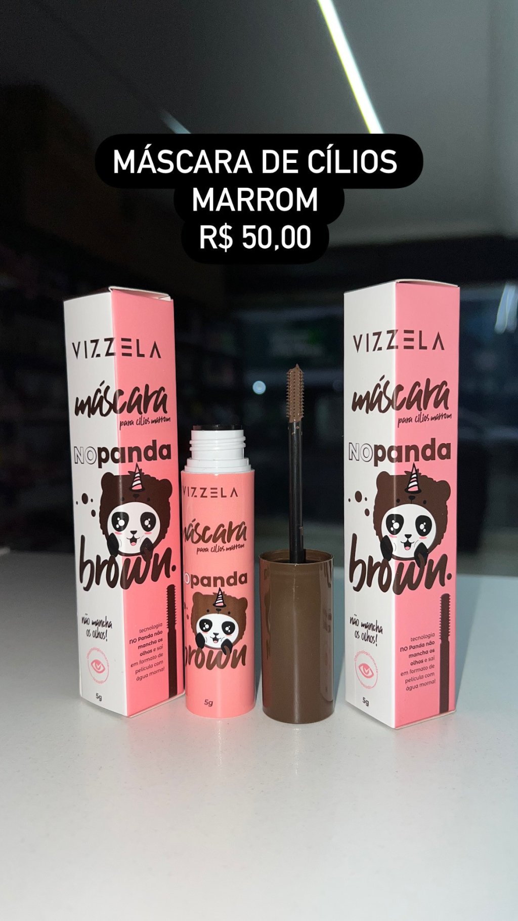 Máscara de cílios no panda Marrom - Vizzela