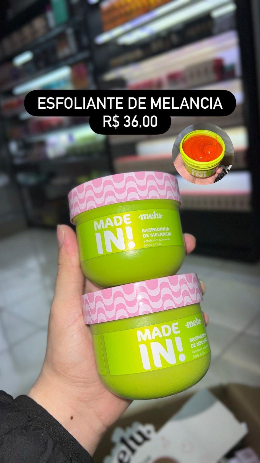 Esfoliante raspadinha de melancia Made in Melu