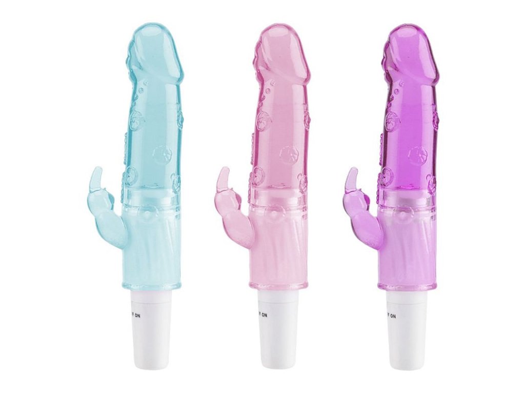 VIBRADOR EM JELLY COM ESTIMULADOR DE CLITÓRIS