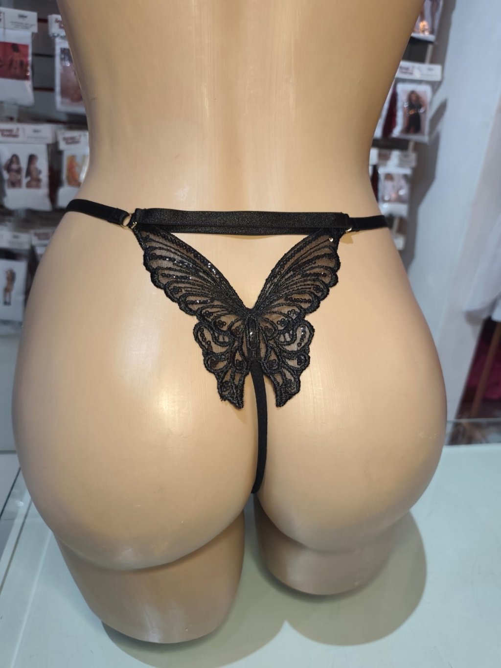 CALCINHA PERSONALIZÁVEL BORBOLETA - PRETA