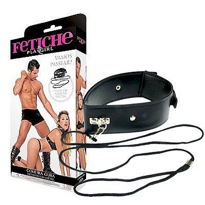 ºCOLEIRA GUIA COM DETALHES EM METAL FETICHE PLAY GIRL 