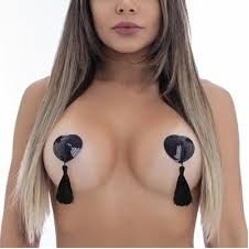 Tapa Mamilo - Nipple Cover Coração com BORDADO E POMPOM