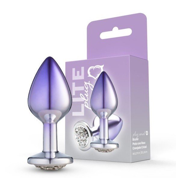 ºLite Plug Bicolor M Prata com Roxo Cravejado -274- 7898540506020