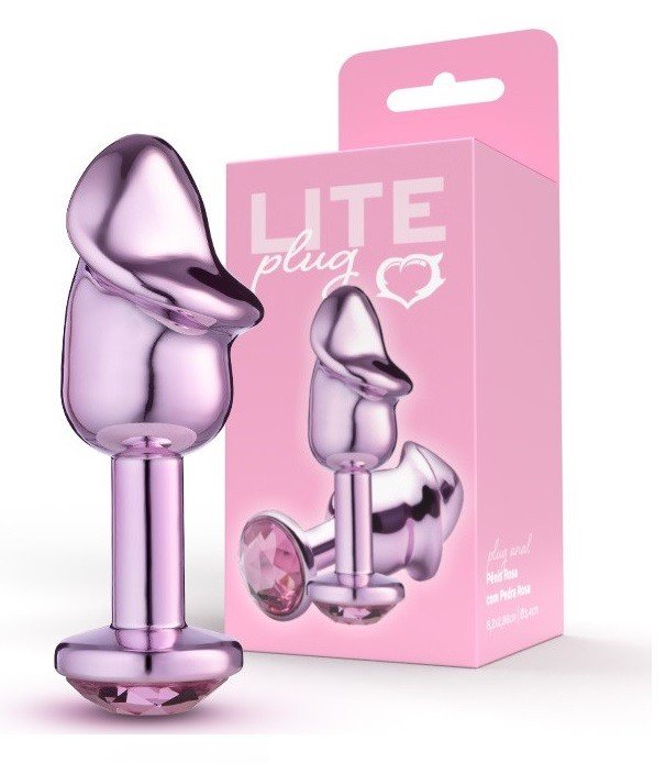 ºLite Plug Rosa Pênis com Pedra Rosa -264-7898540506204