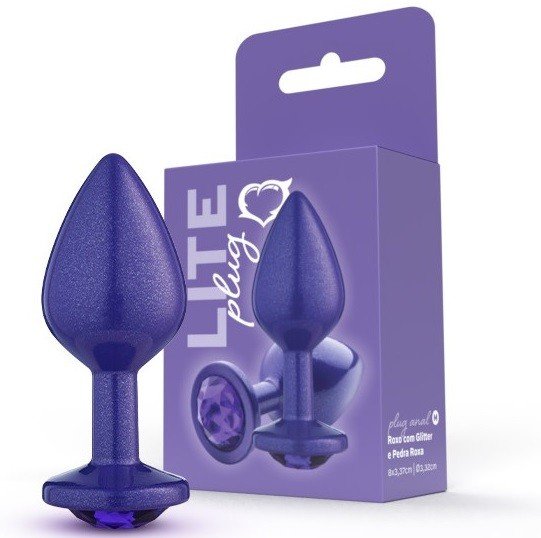 ºLite Plug Roxo M com Glitter e Pedra Roxa -272- 7898540506044