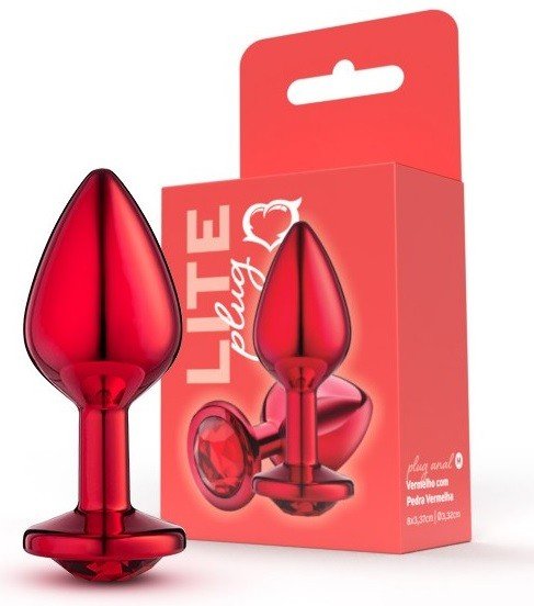 °Lite Plug Vermelho M com Pedra Vermelha  -257- 7898540505887