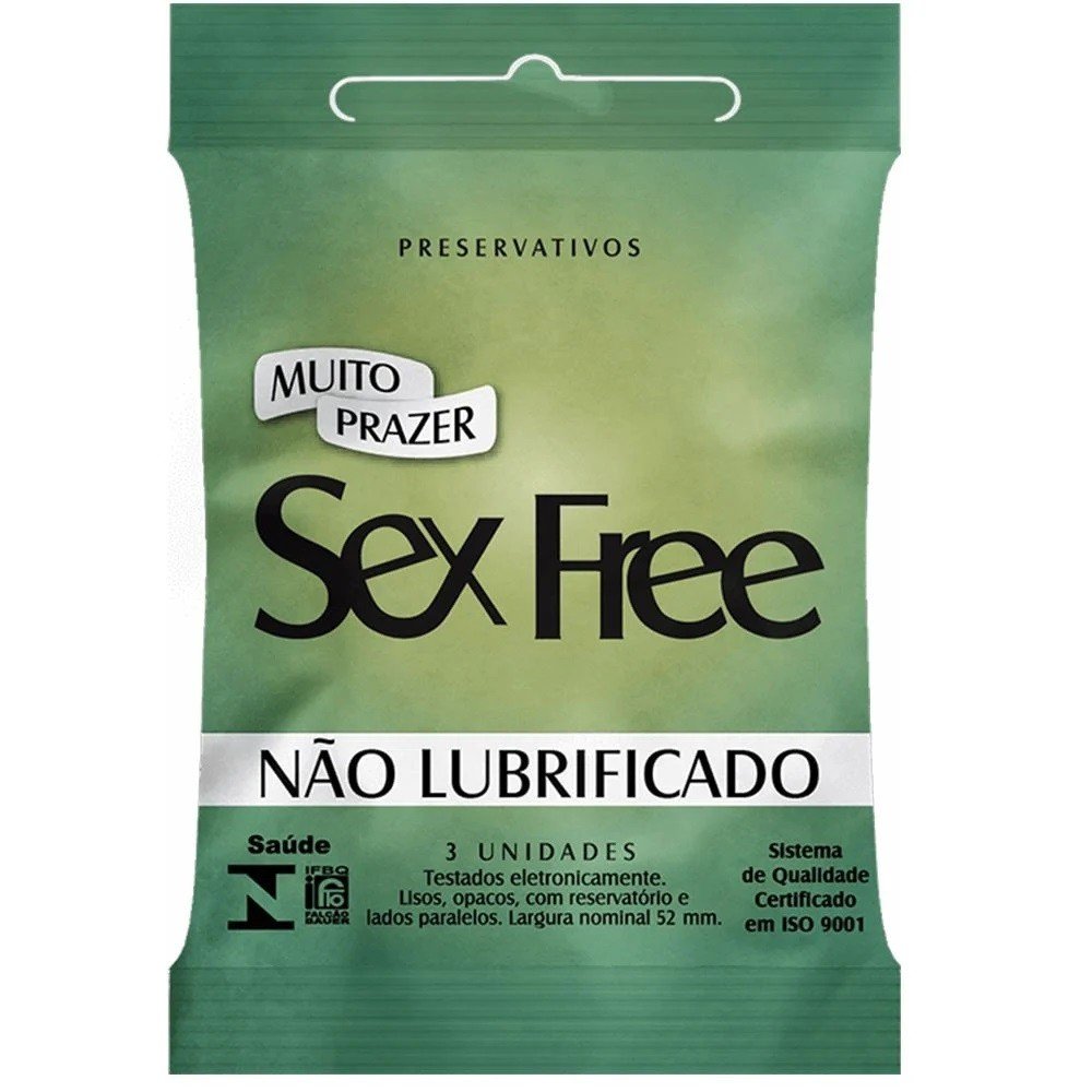ºPRESERVATIVO NÃO LUBRIFICADO COM 3 UNIDADES SEX FREE