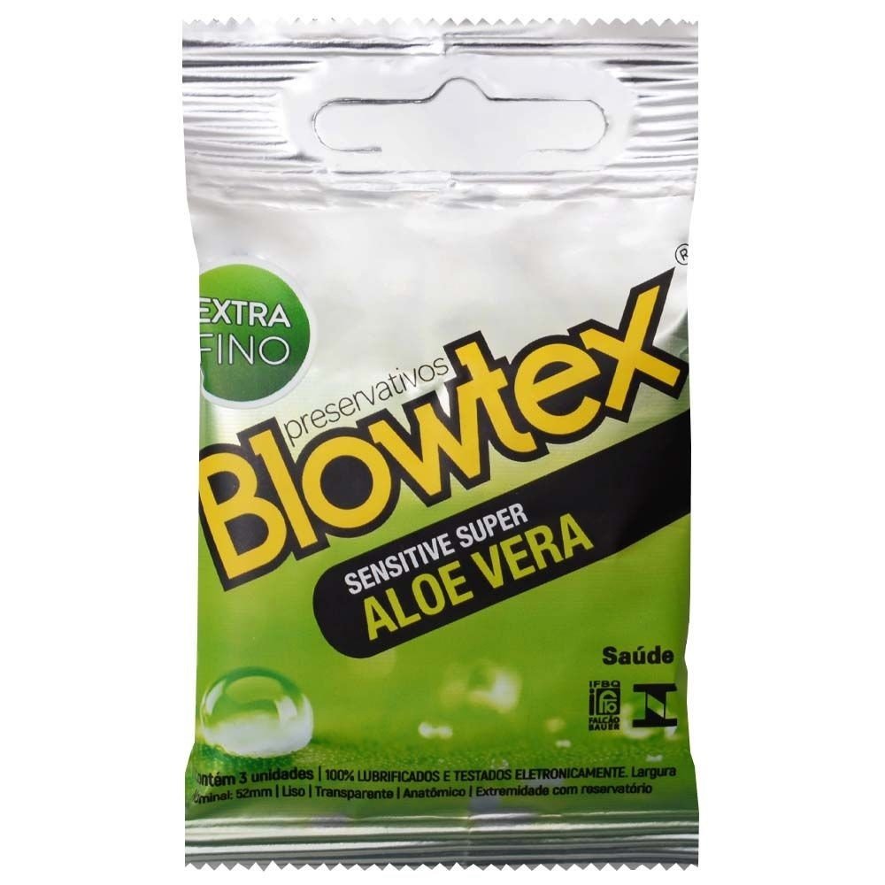*PRESERVATIVO BLOWTEX SENSITIVE SUPER ALOE VERA- EXTRA FINO- 7896007200382
