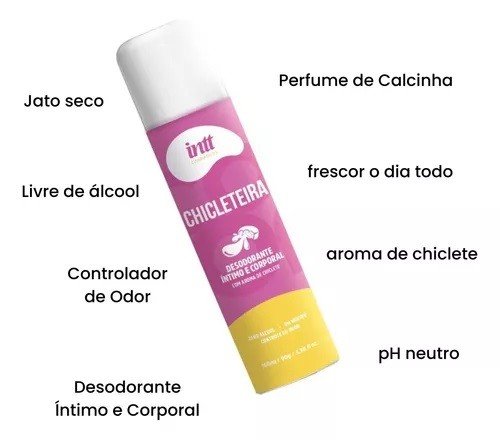 *Desodorante Íntimo Intt Chicleteira 90ml Jato Seco - 7898626043838