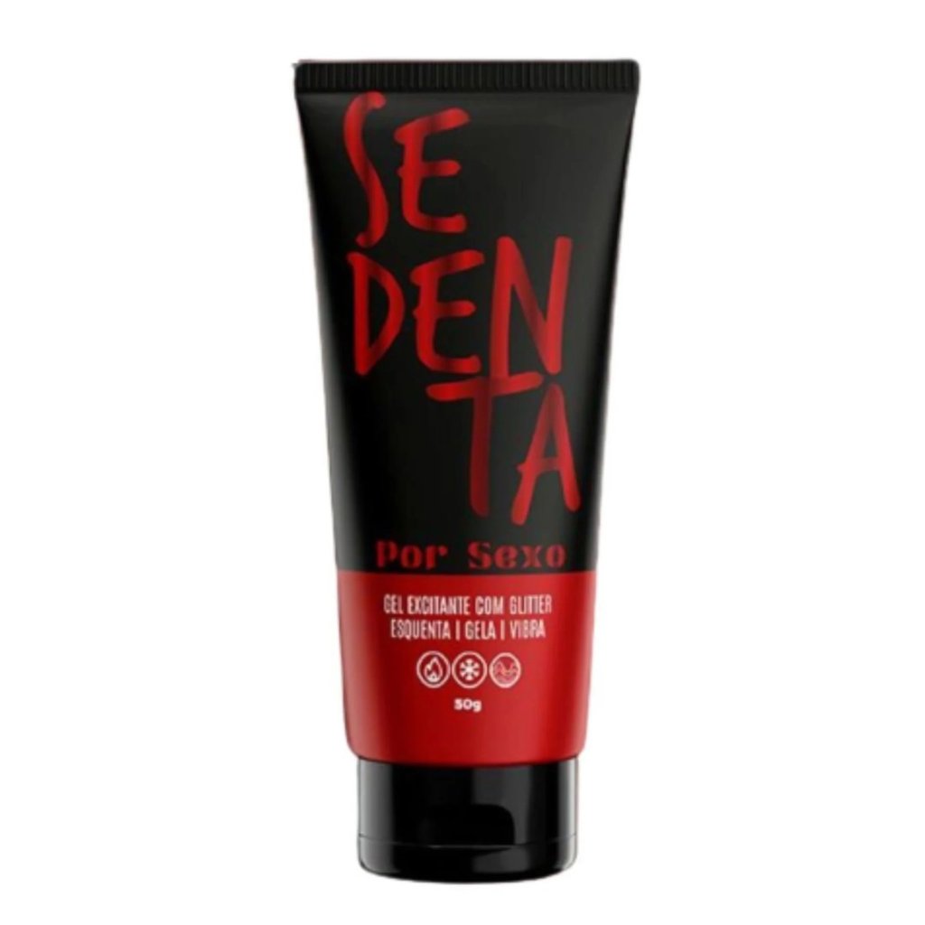 ºSedenta Por Sexo Gel Excitante Com Glitter Esquenta Gela E Vibra 50G- 7898617094276