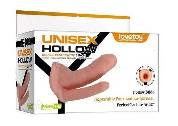 *Cinta com pênis 19 cm oca Unissex Hollow - Lovetoy