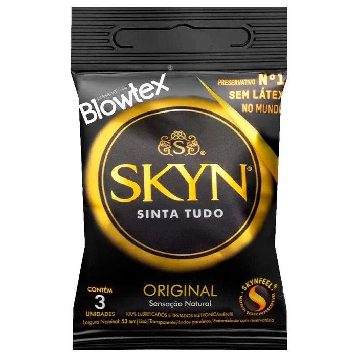 ºPRESERVATIVO SKYN COM 3 UNIDADES - SEM LÁTEX - BLOWTEX