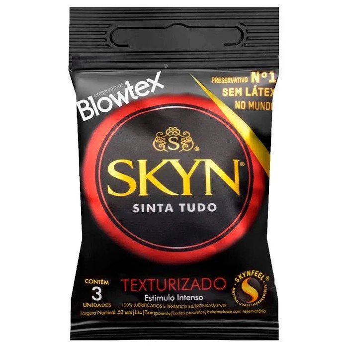 ºPreservativo Skyn Texturizado 3 Unidades – Blowtex | Estímulo Extra, Prazer Intenso e Segurança sem Látex - 7896007201297