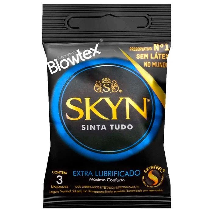 ºPreservativo Skyn Extra Lubrificado 3 Unidades – Blowtex | Mais Conforto, Mais Lubrificação, Mais Prazer - 7896007201259