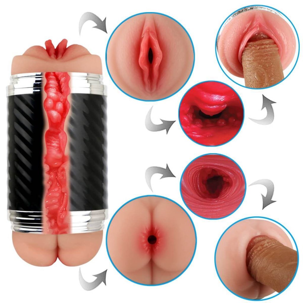 ºMASTURBADOR DUPLO VAGINA E ÂNUS DOUBLE PUMP - 6970478291696