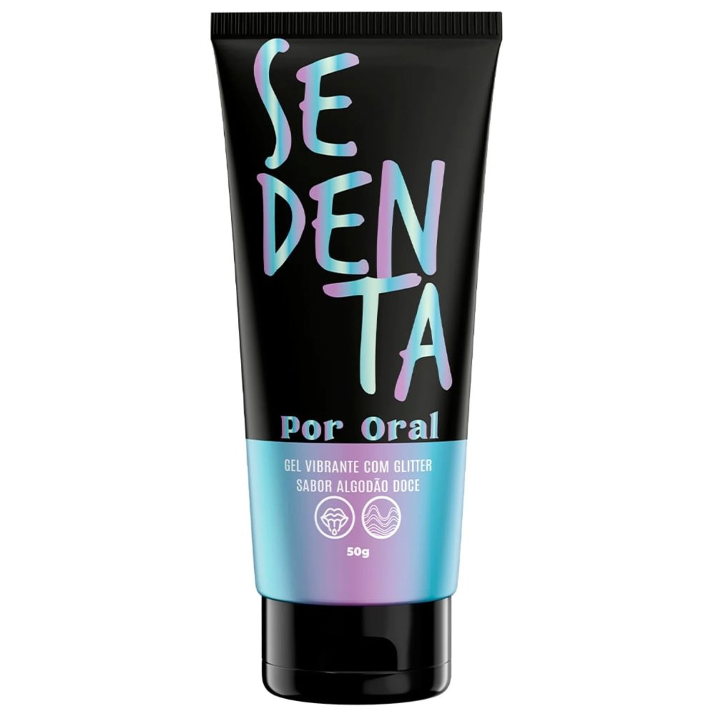 ºSedenta Por Oral Gel lubrificante Vibrante - ALGODÃO DOCE - Com Glitter 50G