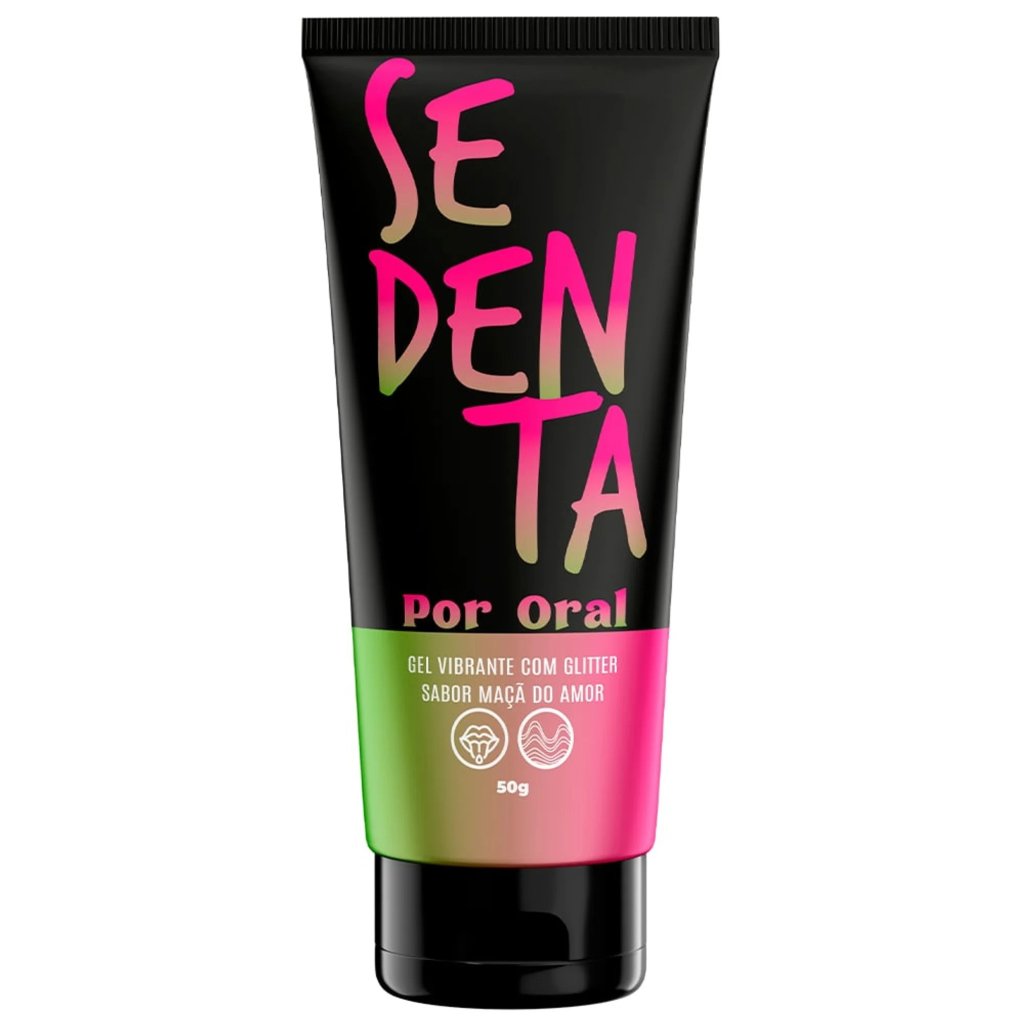ºSedenta Por Oral Gel lubrificante Vibrante - MAÇÃ DO AMOR - Com Glitter 50G