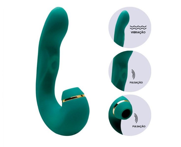 ºOFÉLIA - ESTIMULADOR CLITORIANO SUCKER RECARREGÁVEL COM PENETRADOR PONTO G - 6952024828334
