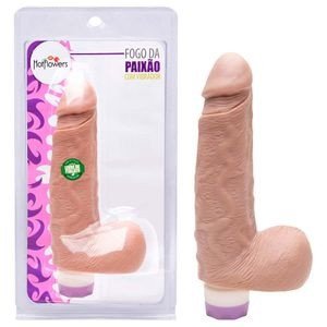 ºPÊNIS EM SILICONE COM VIBRADOR INTERNO 14,8 X 5CM HOT FLOWERS - HP 367NI - 7898911440786