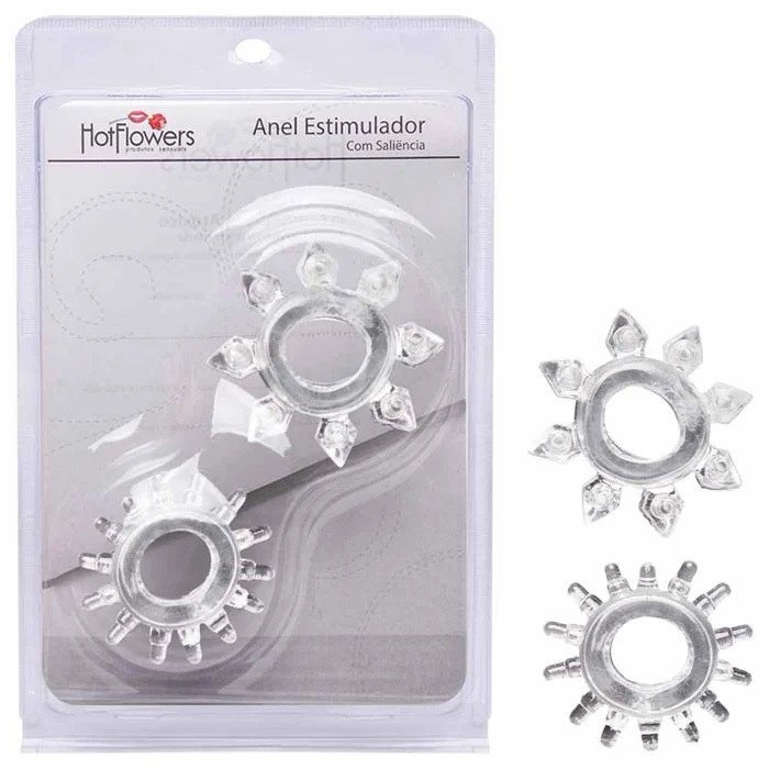 *ANEL ESTIMULADOR COM SALIÊNCIA 2 UNIDADES HOT FLOWERS