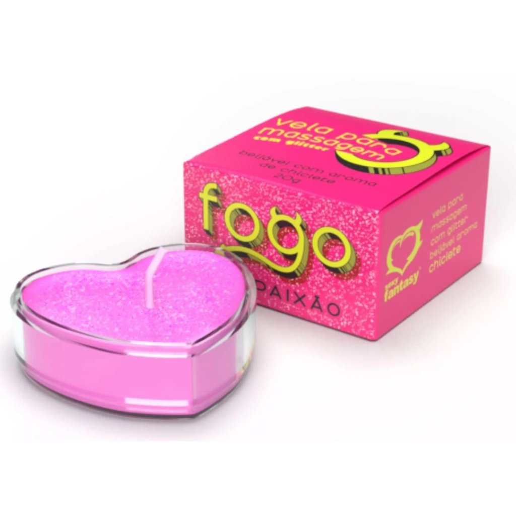 *Vela Fogo Da Paixão Com Glitter 20G - CHICLETE