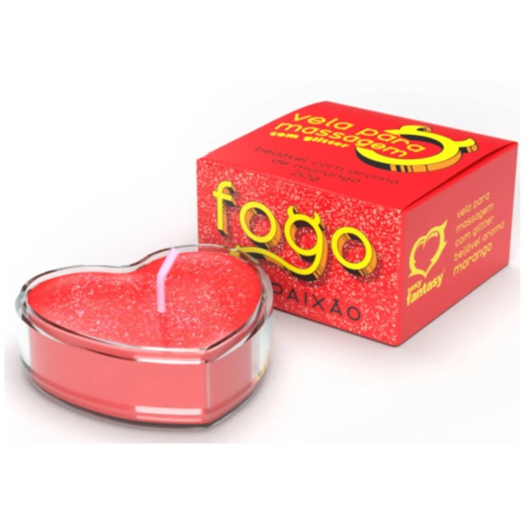 *Vela Fogo Da Paixão Com Glitter 20G - MORANGO