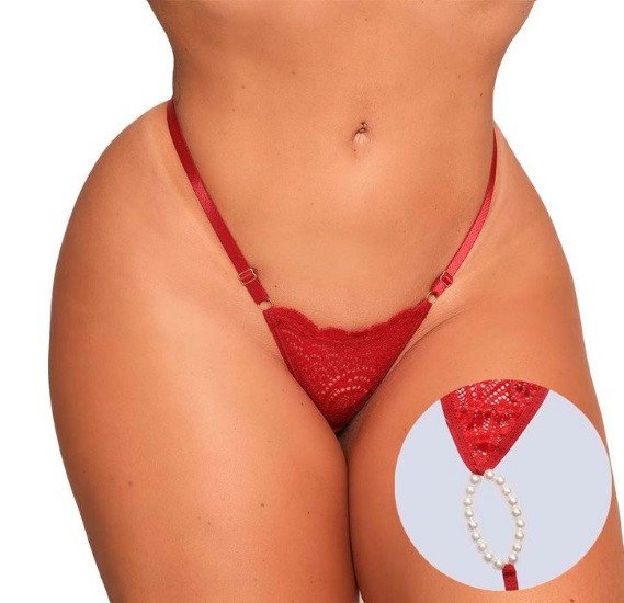 *Calcinha Fio Dental Tailandesa Com Pérolas Massageadoras - VERMELHA
