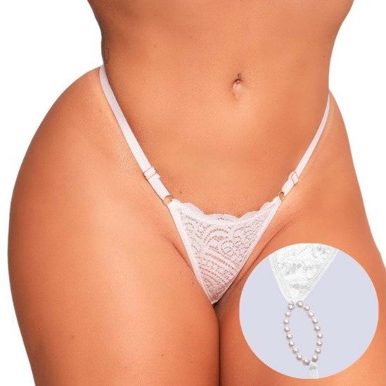 *Calcinha Fio Dental Tailandesa Com Pérolas Massageadoras - BRANCA