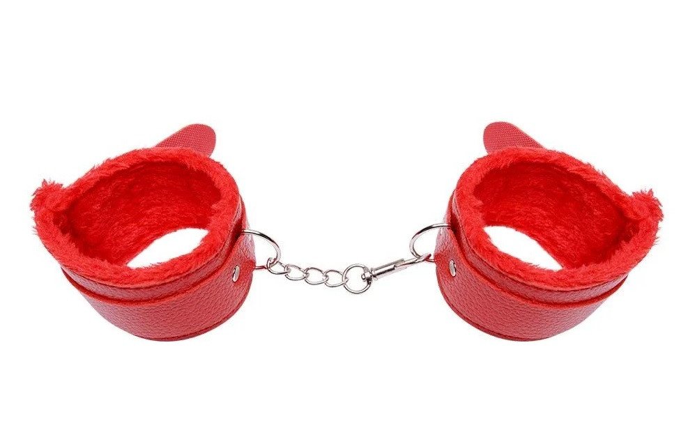 *ALGEMAS EM COURO REVERTIDA COM PELÚCIA - VERMELHA
