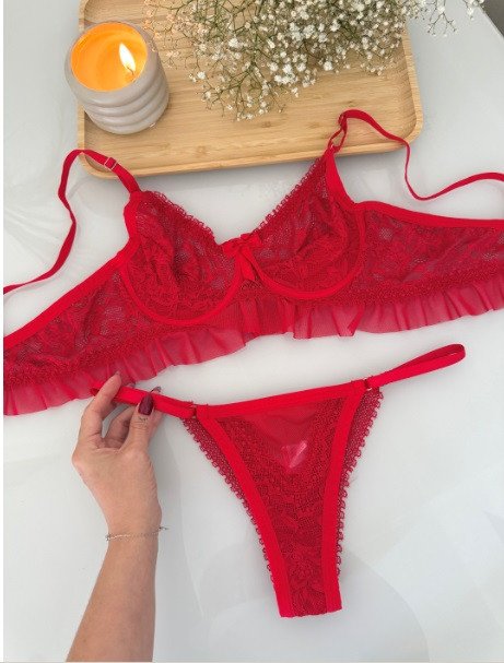 ºCONJUNTO BABADO SEXY - VERMELHO