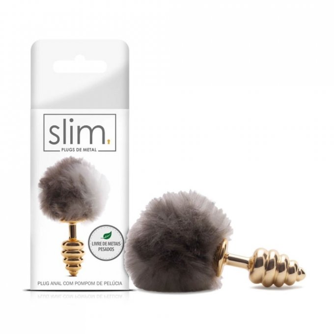 *Plug Anal rabo pompom de pelúcia - Slim - 7899564707356