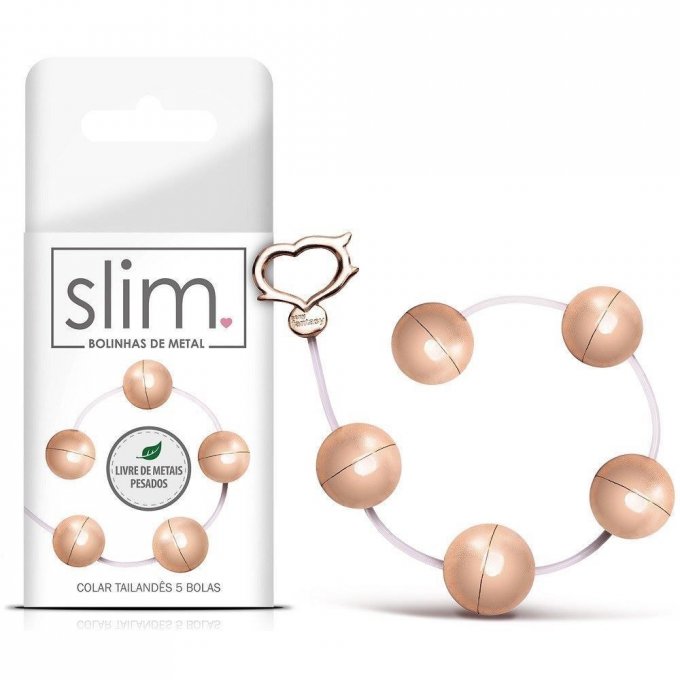 ºColar Tailandes 5 bolas - BOLINHAS DE METAL -SLIM-  7899564707202