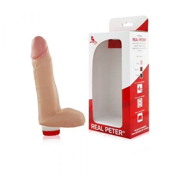 °Prótese Real Peter com Vibro/Escroto - 15x4cm