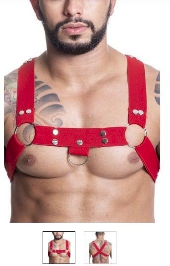 ºHARNESS EM ELASTICO VERMELHO COM METAL HE001V