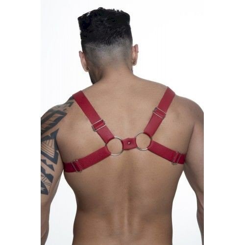 ºHARNESS FORMATO X EM COURO SINTÉTICO VERMELHO HX001V
