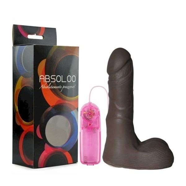ºPÊNIS REALÍSTICO ABSOLOO NEGRO EM LOVESKIN ROTATIVO E VIBRO 