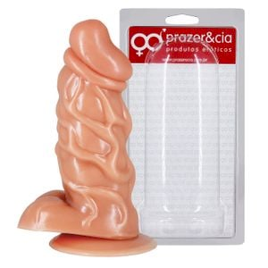 ºPROTESE COM ESCROTO E VENTOSA 14,2 X 4,3CM PRAZER & CIA - R5BSVBG