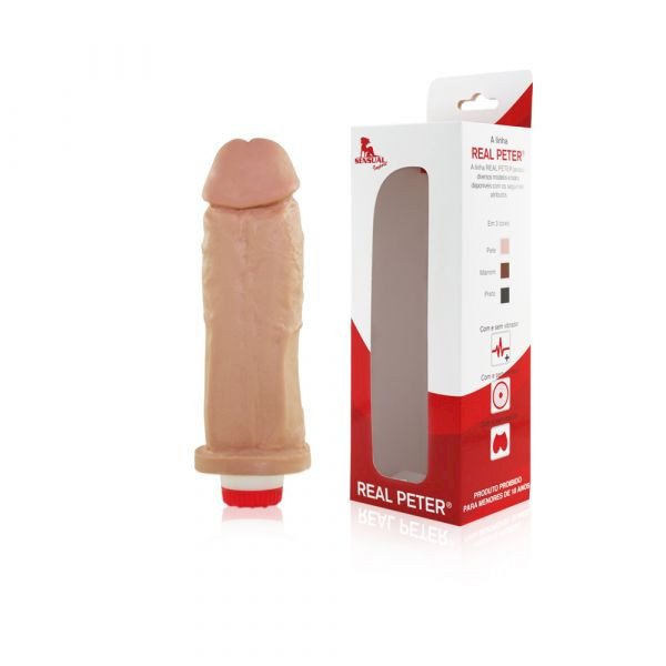 ºPRÓTESE LARGER COM VIBRO 18X5 CM REAL PETER AH05