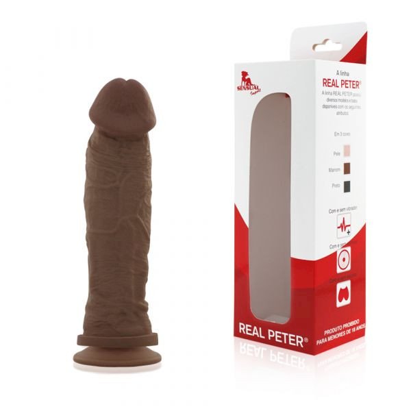 ºPRÓTESE STYLE SEM VIBRO E COM VENTOSA MARRON REAL PETER AH03