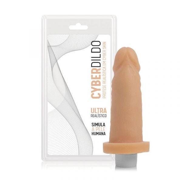 ºPrótese em Cyber Skin - Lunes - 12,5x3,5 cm com Vibrador Multivelocidade a Prova d´água AH288