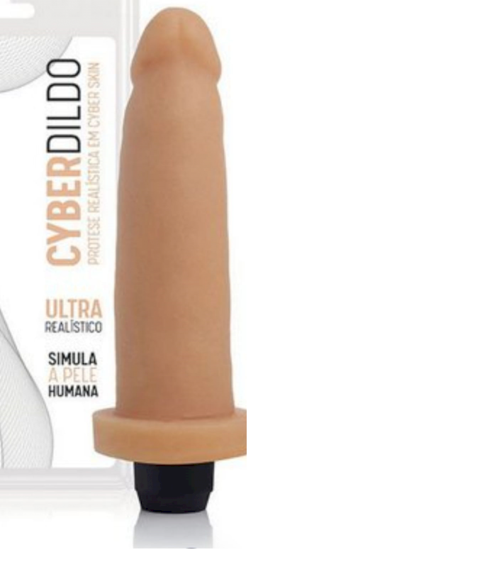 ºPÊNIS REALÍSTICO EM CYBER SKIN (MATERIAL IDÊNTICO A PELE HUMANA) COM VIBRADOR, 15,5x3,5 CM - BEGE