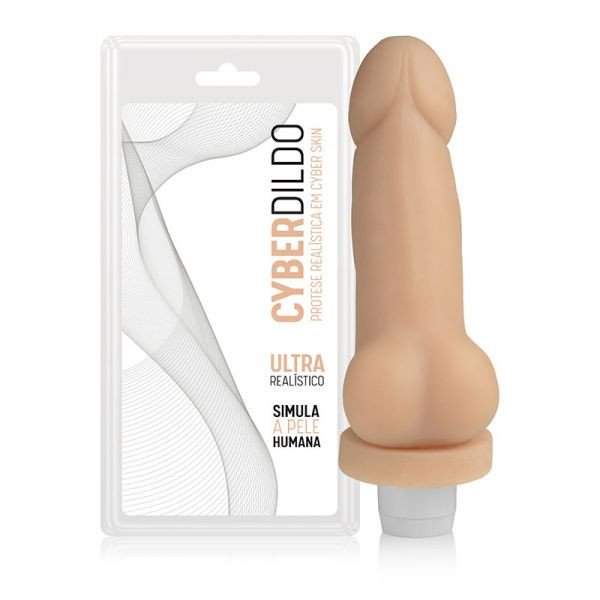°PRÓTESE EM CYBER SKIN - R1 COM VIBRO E ESCROTO - 18X4 CM AH297