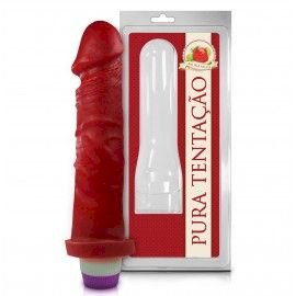 ºPÊNIS REALÍSTICO AROMÁTICO DE MORANGO COM VIBRO – 17,5X4,1 CM AH248