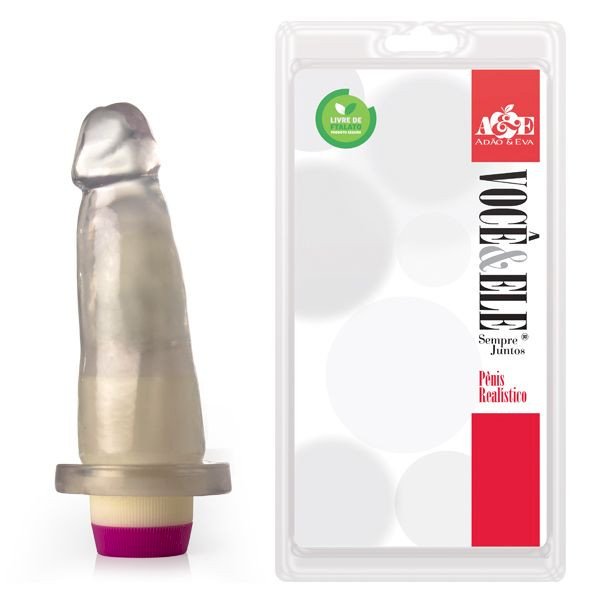 ºPrótese com vibrador - 14,5x4 cm - Translúcido AH292