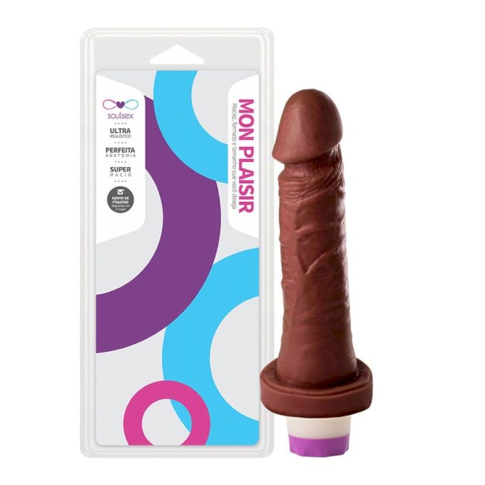 ºMON PLAISIR PRÓTESE COM VIBRADOR E GLANDE 17X3,5 CM