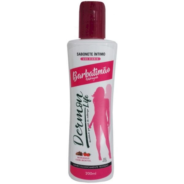 *SABONETE LÍQUIDO BARBATIMAO DERMON LIFE MORANGO COM MENTOL -200ml