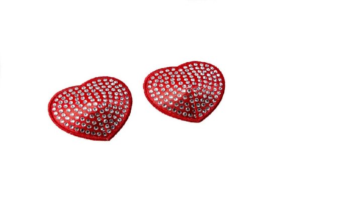Tapa Mamilo - Nipple Cover Coração com Strass, Sapeka, Vermelho