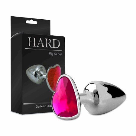 ºPlug Metálico CROMADO Pedra Formato de Coração Hard - HA121C