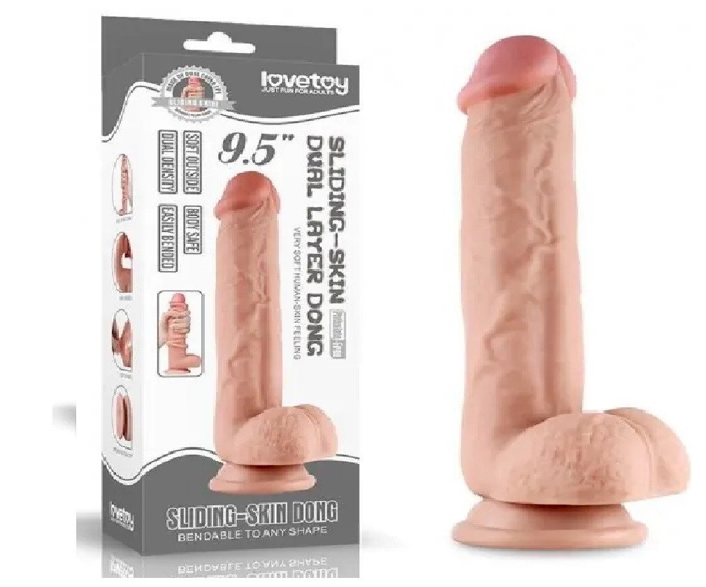 ºPRÓTESE REALÍSTICA 24,5 CM COM CAMADA DE DUPLA INTENSIDADE LOVETOY SLIDING SKIN DUAL LAYER DONG